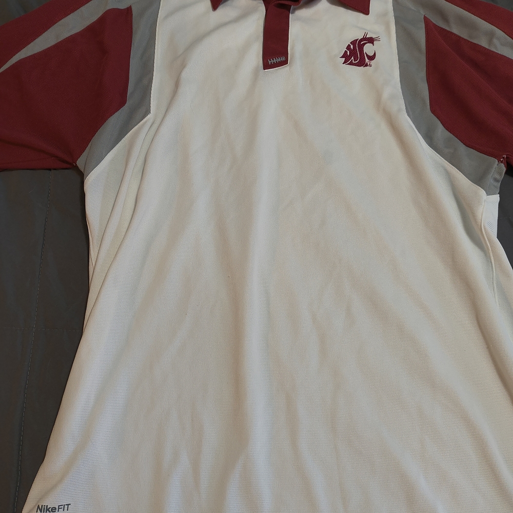 Nike White and Red WSU Washington State Cougars Men's Polo Shirt
